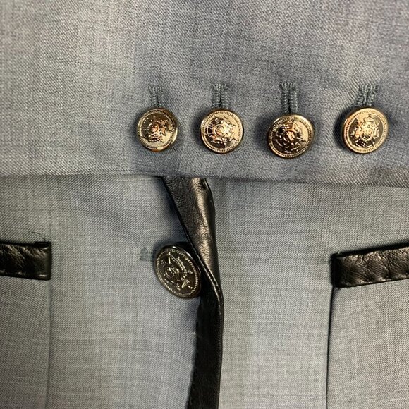 Tart Collections Wool Blend Lamb Leather Trim Fitted Blazer Jacket New - Picture 4 of 16